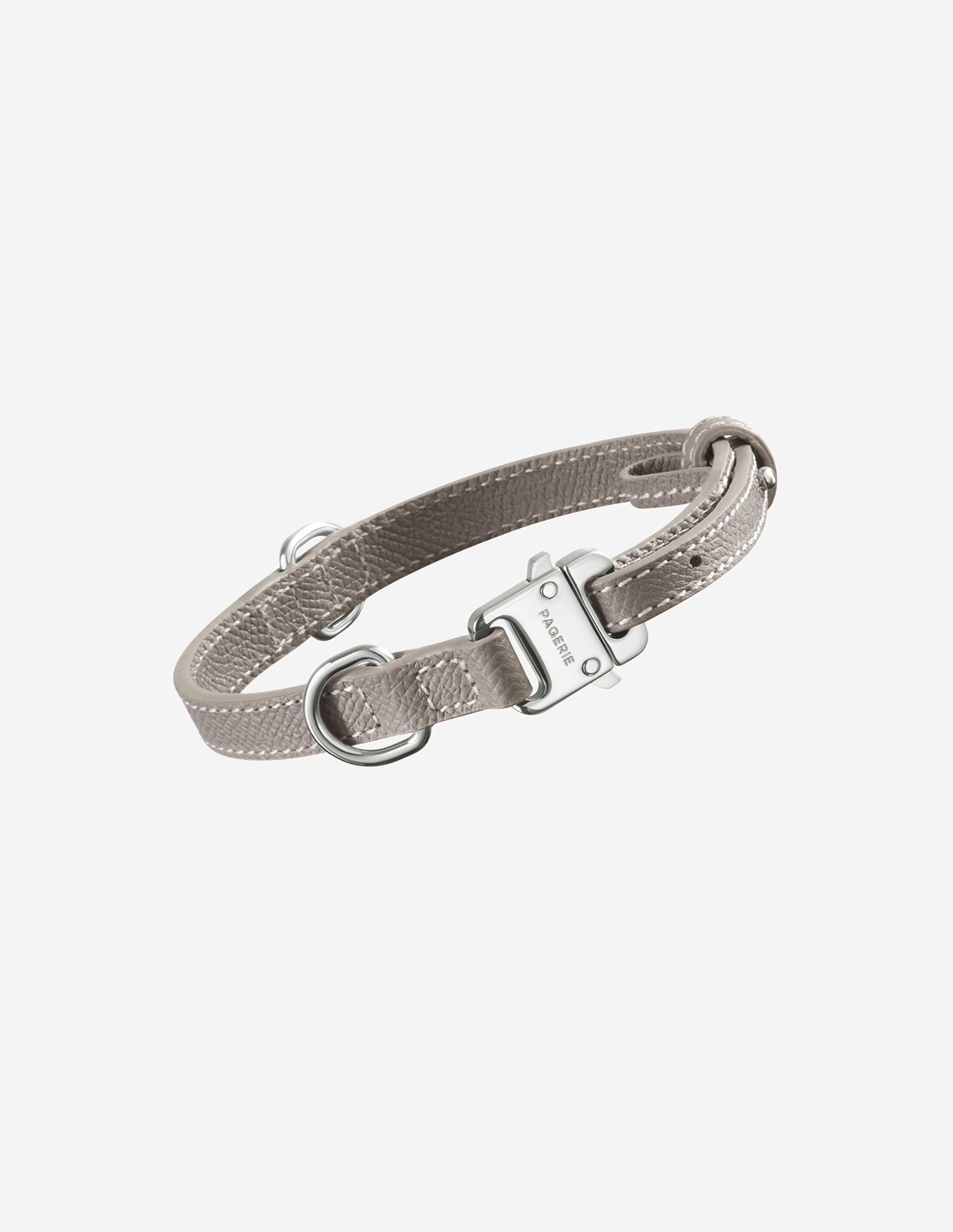 Coleira de luxo The Clyde em pele Taupe