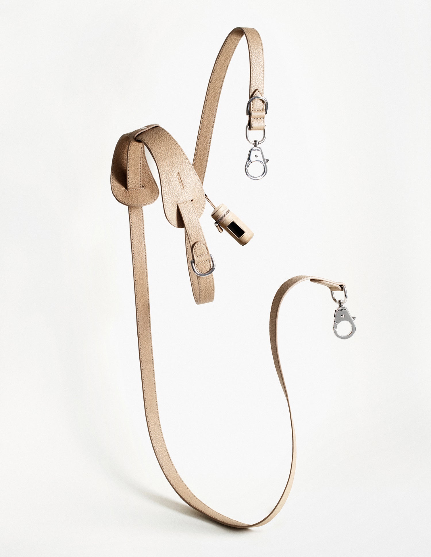 Trela de luxo The Tascher em pele bege Sand — vista principal