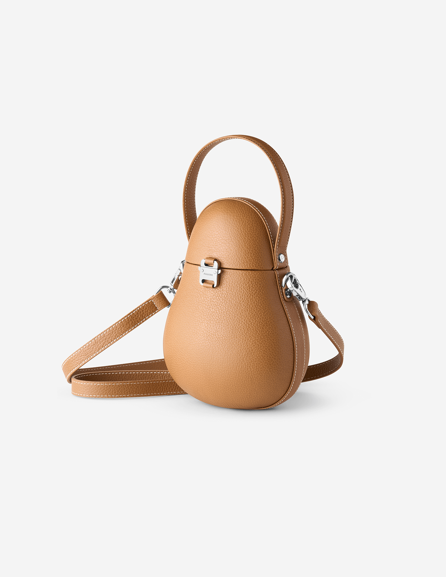 The Ève — Bolsa Clutch em Pele da PAGERIE em cor castanha Saddle — detalhe